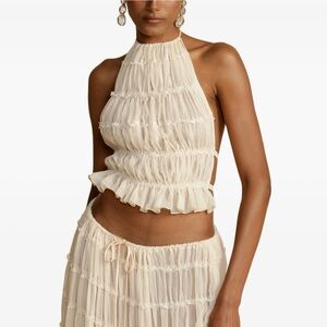 SOLD - Elegant halter Cream Maxi Skirt set